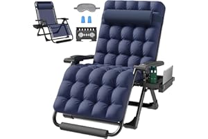 ZENPETIO Oversized Zero Gravity Chair, 33In XXL Zero Gravity Recliner Lounge Chair, Anti Gravity Chair for Indoor and Outdoor, Reclining Camping Chair for Lawn and Patio w/Cushion and Footrest, 500LBS
