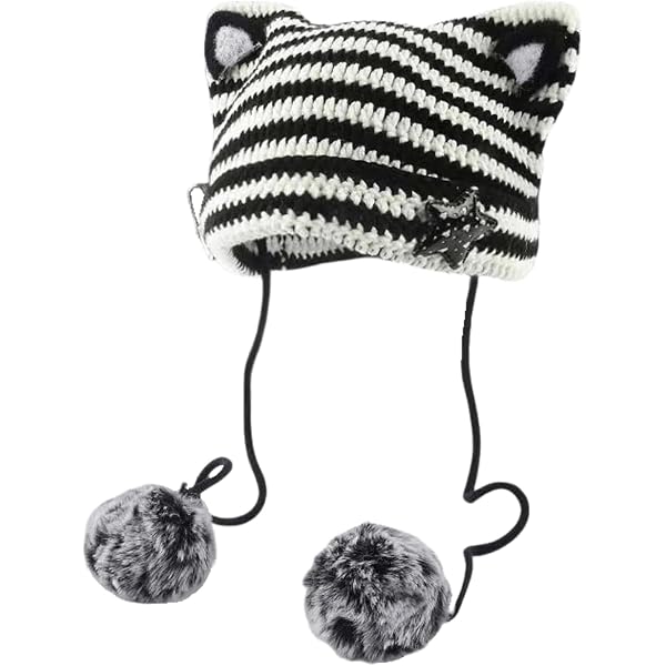 Amazon.com: Cat Ear Crochet Beanie Y2K Gyaru Stars Decor  display picture 3