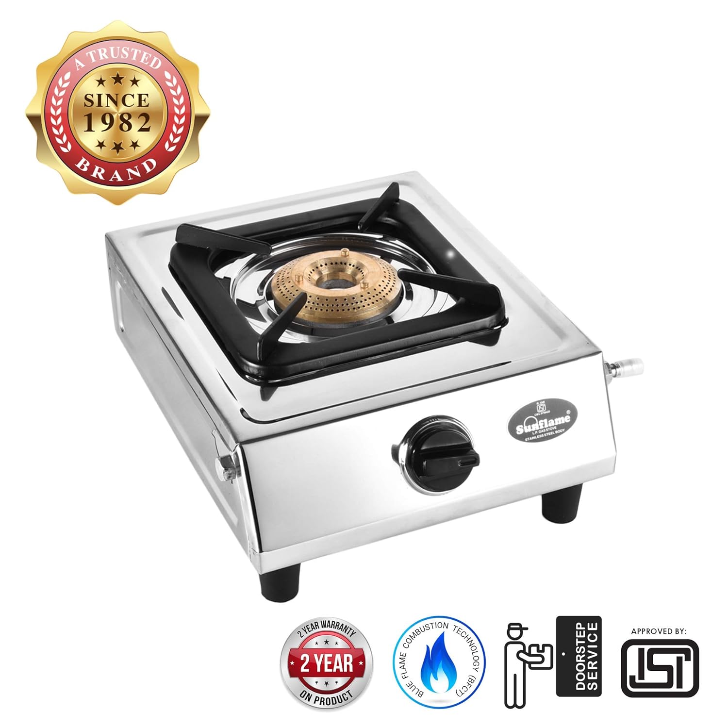 Stainless Steel 1 Burner Manual Ignition Gas Stove Sunflame Best