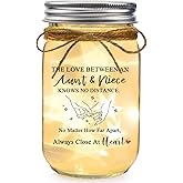 COZITED Aunt Gifts from Niece - The Love Between an Aunt & Niece Knows No Distance Mason Jar Night Light, Aunt Birthday Gift Aunt and Niece Gifts for Aunts Mothers Day Christmas Valentines