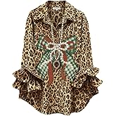 Women's Velvet Button Down Shirt with Flared Ruffle Cuffs – Oversized Casual Top, Floral, Plaid, Leopard & Solid Patterns