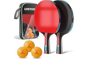 Lostook Professional Ping Pong Paddles Set of 2/4 with Portable Oxford Cloth Ping Pong Case and 3 Star Balls, Table Tennis Paddles for Adults and Family Outdoor Games