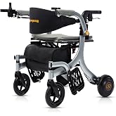 Sinceborn 4 in 1 Electric rollator - Versatile Mobility Aid with Seat, Lightweight Foldable Transport Wheelchair &amp; Drive Walker for Seniors, Aluminum Alloy Hertz Silver (ER-X3)