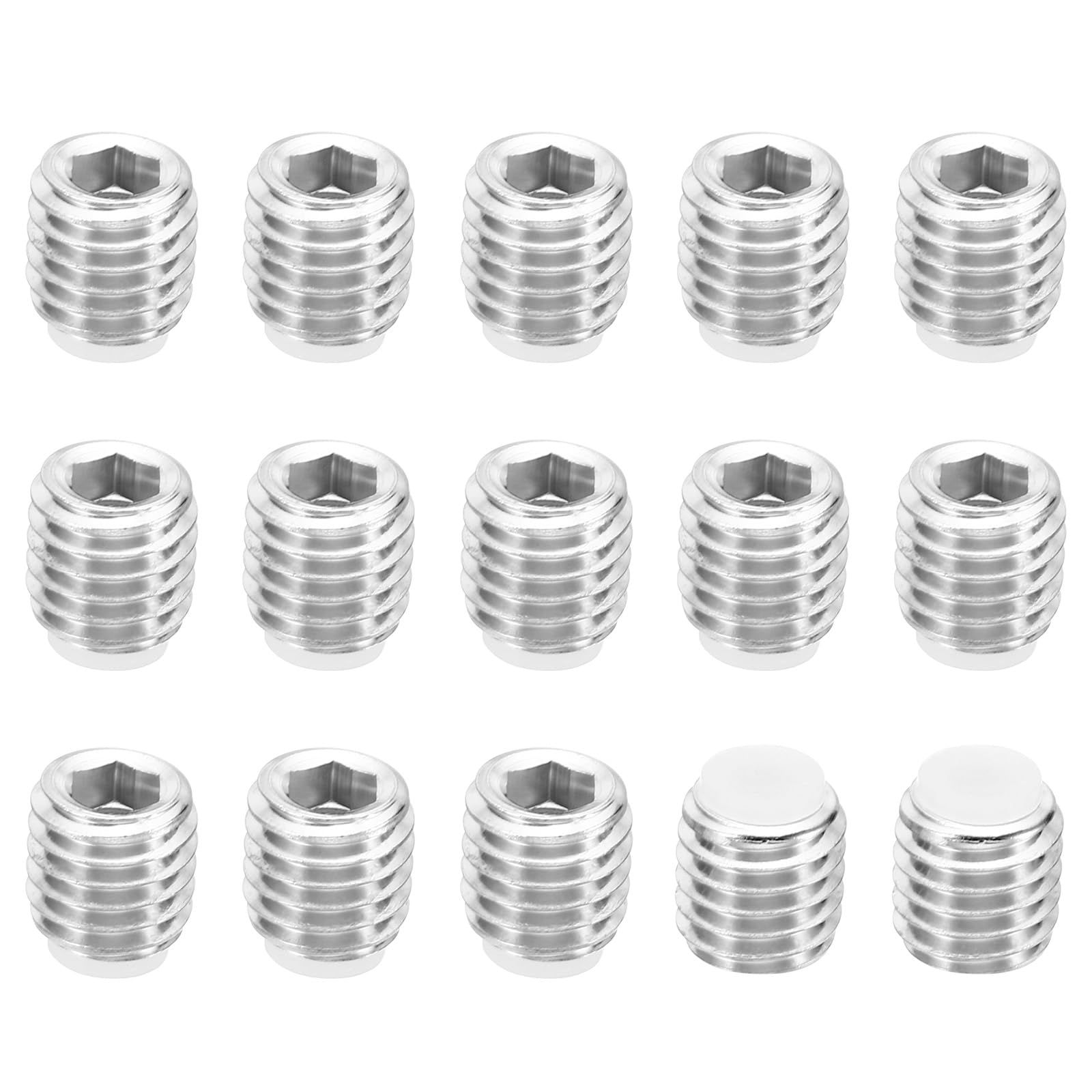 PATIKIL M10x10mm Nylon Tip Grub Screw, 15 Pack Metric Hex Socket Head Cup Point Anti Slip Set Screws Internal Hex Drive Hardware, 304 Stainless Steel