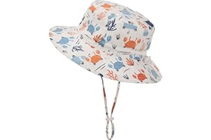 EXEMABA Baby Sun Hat Adjustable - Outdoor Toddler Swim Beach Pool Hat Kids UPF 50+ Wide Brim Chin Strap Summer Play Hat