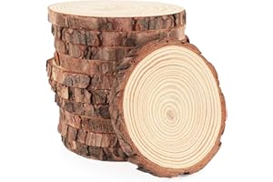 ilauke Wood Slices for Crafts 3.5''-4'' Unfinished Wood Crafts 16Pcs Natural Wood Rounds with Bark for Wedding Centerpieces Table Coasters Rustic Wood Decoration Wood Craft Supplies