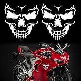 TOMALL 2Pcs Skull Stickers for Car Halloween Theme Scary Ghost Decal Skull Graphic for Motorcycles Truck Window Windshield Door Wall Funny Self-Adhesive DIY Personality Decorations (White-11cm)