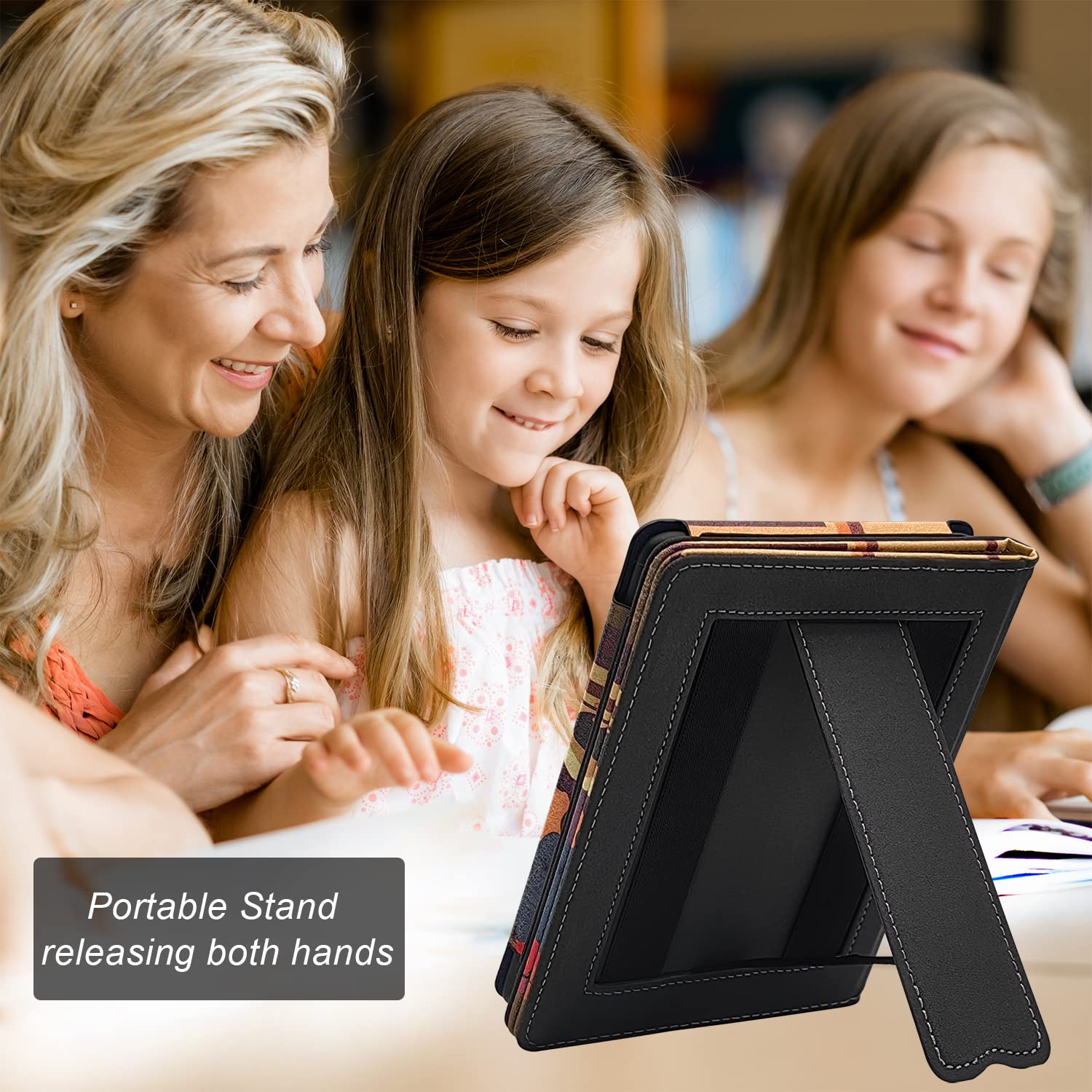 Stand Case for 6 inch Kindle (12th/11th/10th/8th Generation, Model No RS23CV/C2V2L3 / J9G29R / SY69JL) Cover with Auto Sleep/Wake & Double Hand-held Magneitc Closure (Public Library)