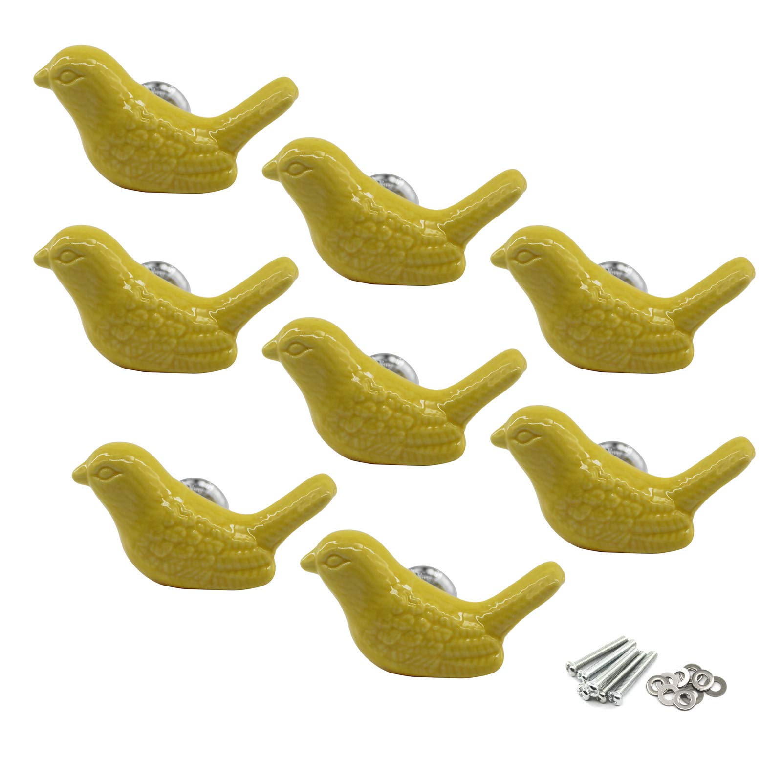 Zerniple Yellow Ceramic Handle Pull Door knobs Cabinet Handles for Children's Room (8 Pieces)