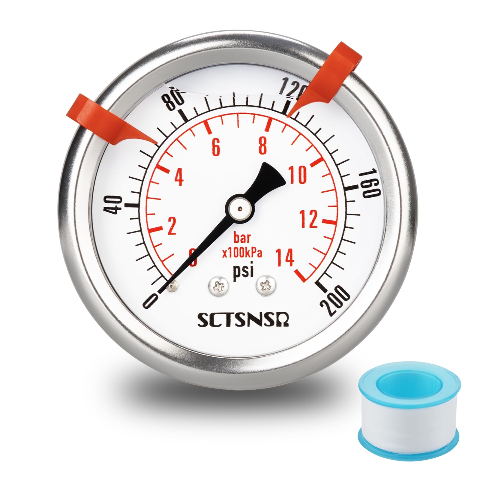 SCTSNSR 0 to 200 Psi Pressure Gauge, Glycerin