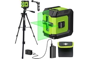 360° Laser Level with Tripod, Weiddw 98Ft Self Leveling Laser Level Accurate Green Cross Line Laser Leveler Tool for Picture Hanging, Tile, Construction Indoor Project, Battery&Carrying Bag Included…