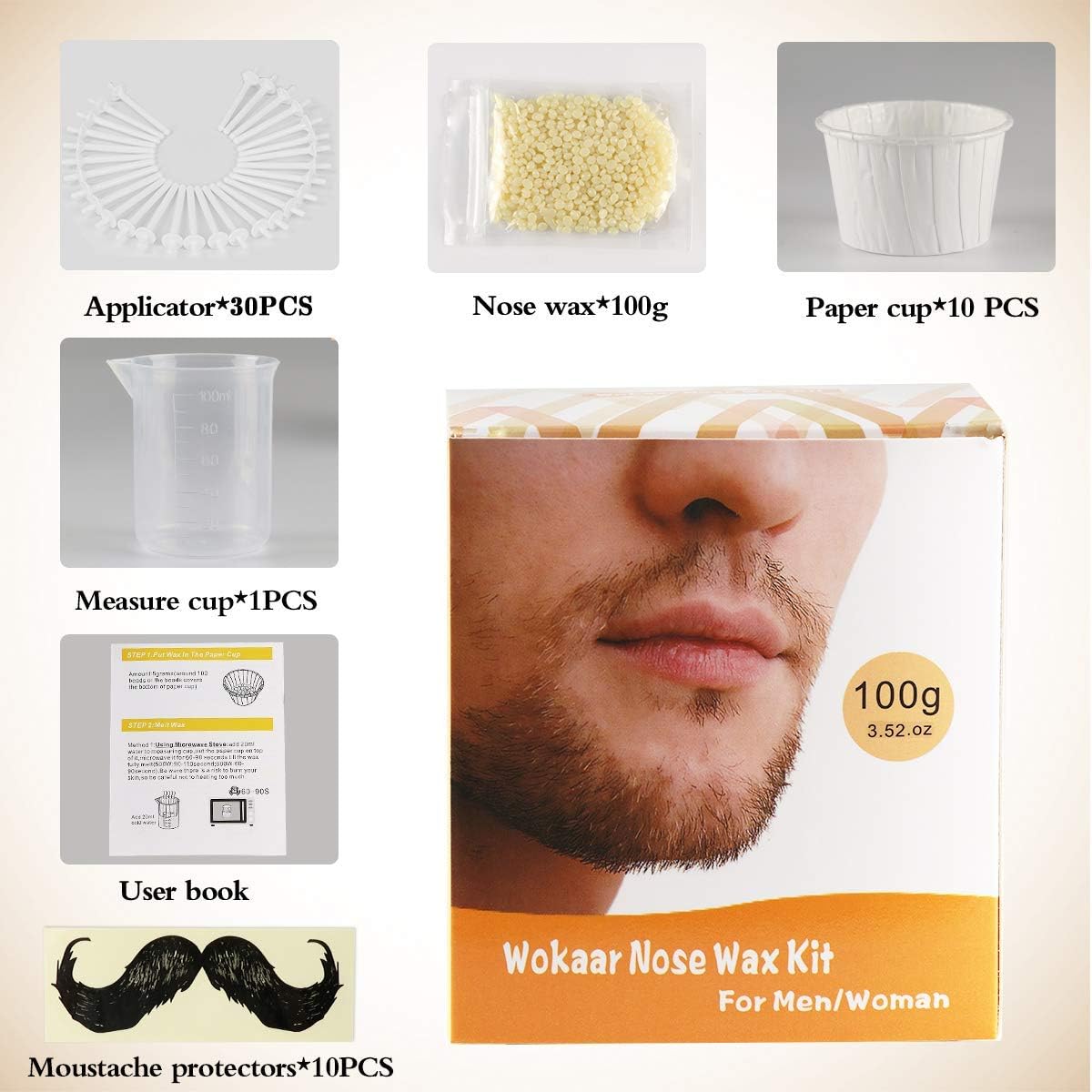 Nose Wax 100g for Men & Women, Nose Hair Removal Wax Kit with 30 Safe Tip Applicator,Safe, Easy, Quick and Painless(15-20 Times Usage) - Image 4