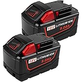 Cukect 2 Pack 9.0Ah 18V Replace for Milwaukee Mk18 Battery Compatible with 48-11-1850 48-11-1860 48-11-1845 48-11-1828 Cordless Power Tools Lithium Battery