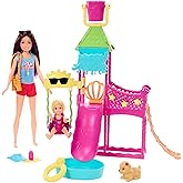 Barbie HKD80 First Jobs Skipper Set, Doll, Water Park with Functional Water Slide, Puppy Sprinkler and More Than 5 Accessories, Children's Toy from 3 Years