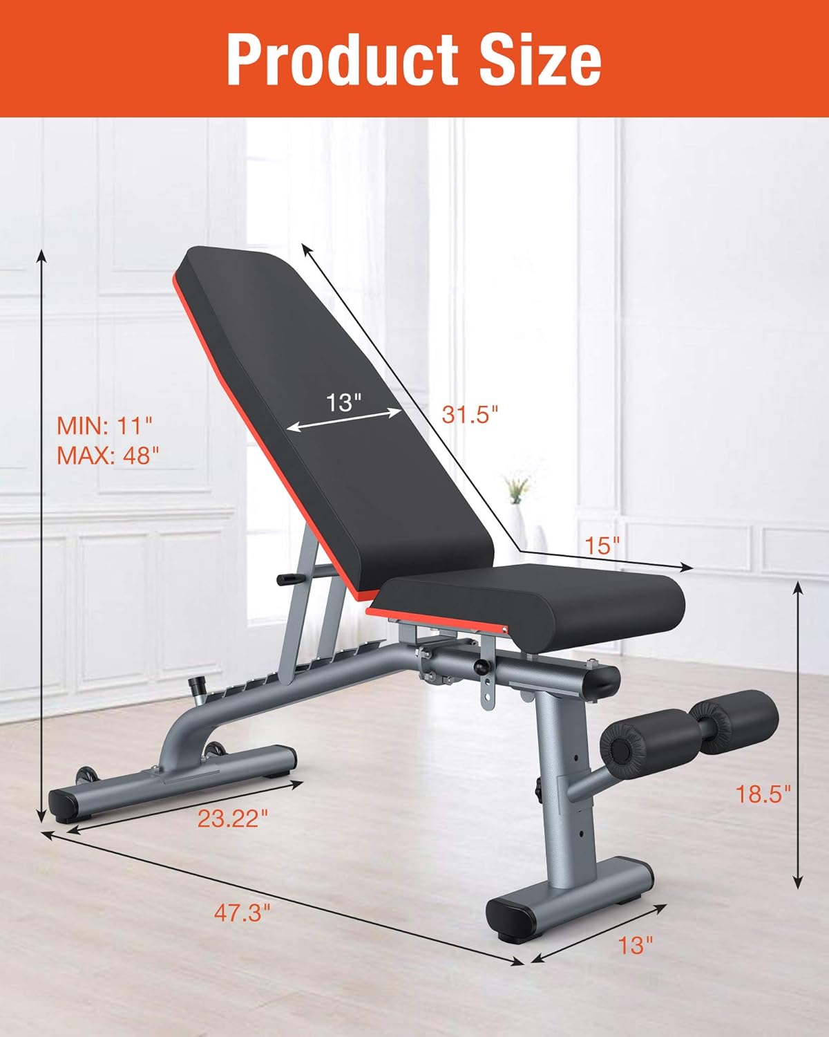 KingStone Weight Bench, Adjustable Weight Bench Strength Training Workout Bench Incline Decline Flat Bench Gray : Sports & Outdoors