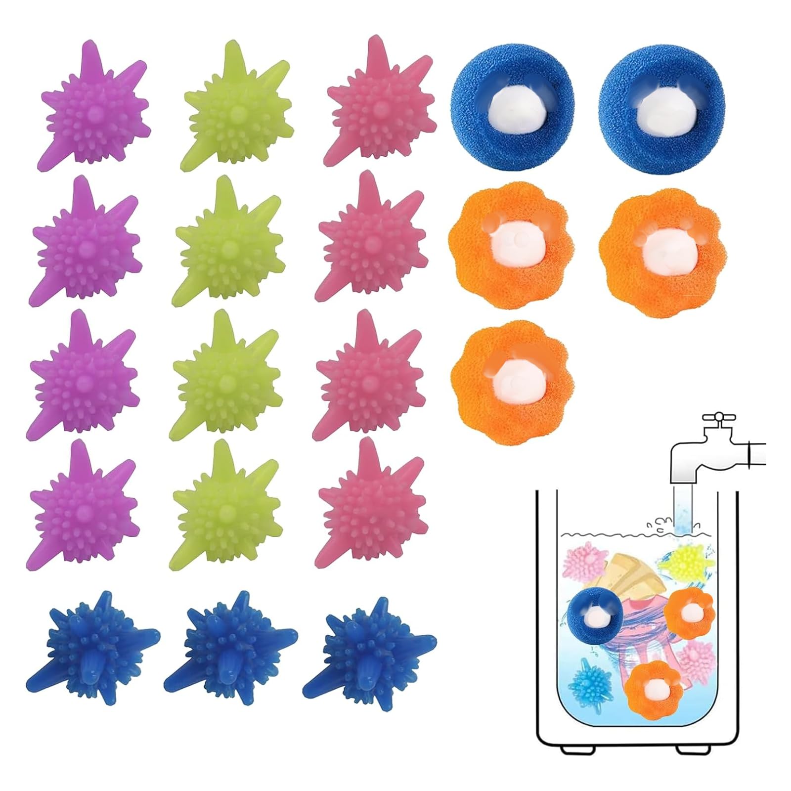 Photo 1 of 15 Packs Washer Balls, Reusable Tangle-Free Eco-Friendly Laundry Scrubbing Balls, Solid Colorful Laundry Washing Balls Enhance Your Machine Cleaning Power + 5 Pack Laundry Ball Hair Extractors
