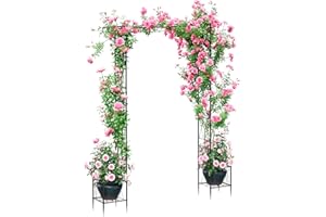 Garden Arch Trellis for Climbing Plants Outdoor 7.6Ft Metal Garden Arbor with Planter Arch Archway Backdrop Stand for Wedding