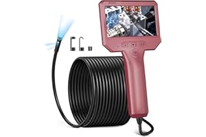 Dual Lens Borescope Camera with Light, NIDAGE 1920P HD Endoscope Inspection Camera, IP67 Waterproof Scope Cam with 4.3'' IPS Screen, 11.5FT Flexible Plumbing Snake Cam, Cool Gadgets for Men