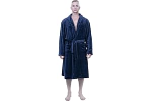 XING YE CHUAN Men's Fleece Robe, Warm Plush Bathrobe