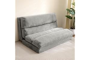 BYBYME Bean Bag Bed Folding Sofa Bed, Extra Wider Fold Full Floor Mattress for Adults with Washable Soft Faux Fur Cover, Floor Couch for Bedroom Living Room