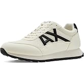 Armani Exchange Men's Drop Sneaker, Off White/Black, 9
