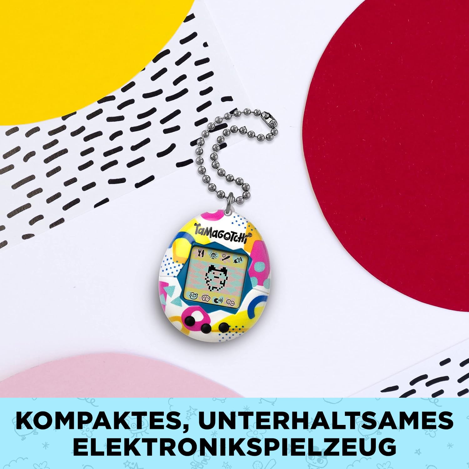 Bandai - Tamagotchi - Original Tamagotchi - Memphis Style - Elektronisches virtuelles Tier mit Farbdisplay, 3 Tasten und Spielen - Interaktives Tier auf Deutsch - Kinderspielzeug ab 8 Jahren - 42957 4