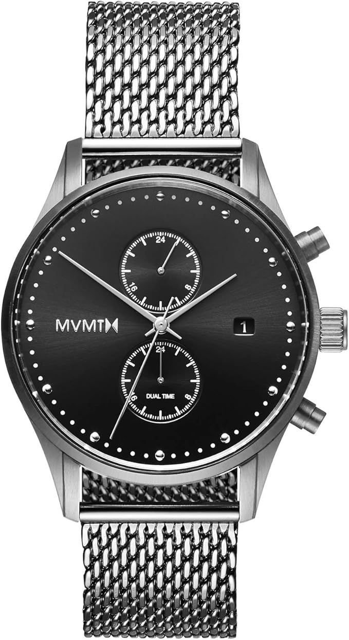 MVMT Voyager Sterling Black/Silver Men's Stainless Steel Mesh Watch