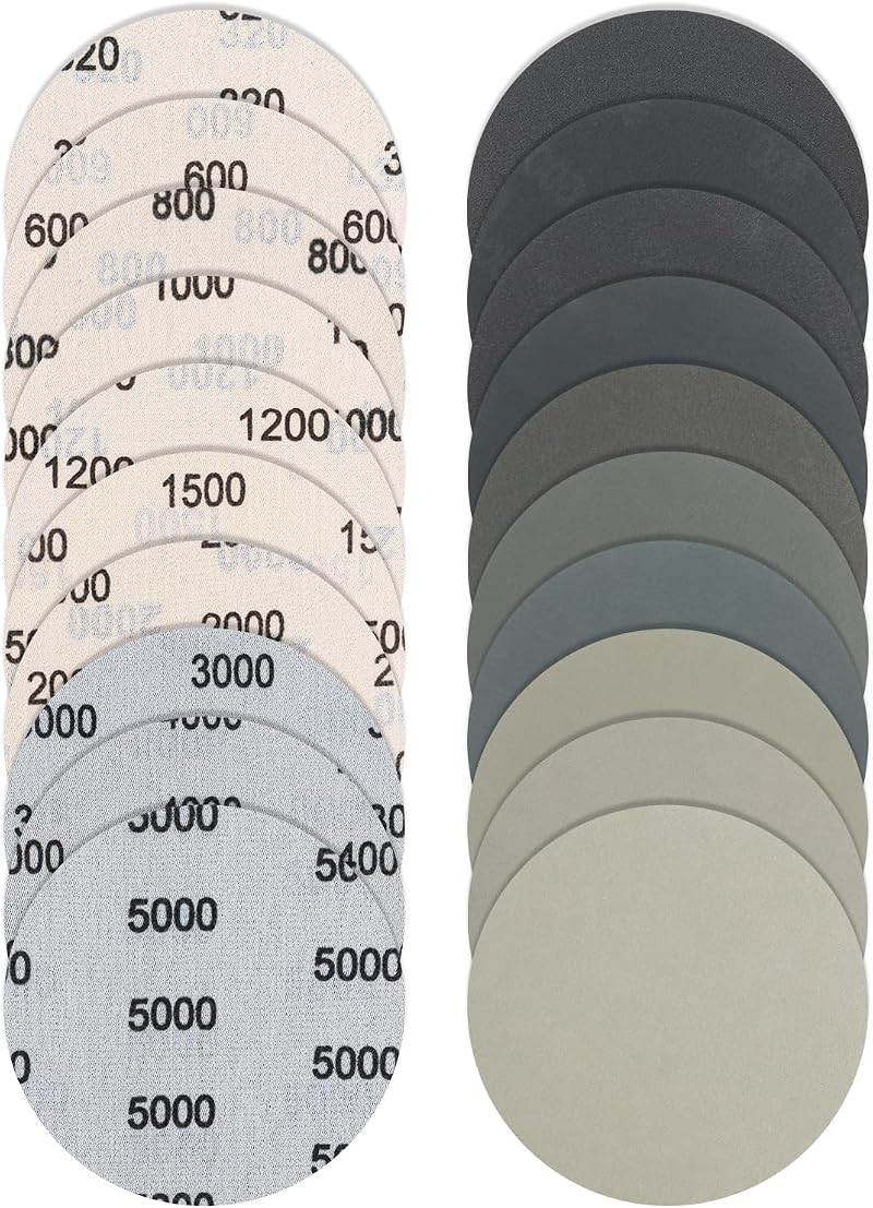 Bolatus 36Pcs 125mm Wet Dry Sanding Discs 320-5000 Grit Hook and Loop