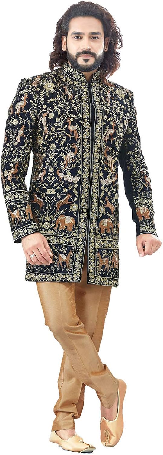 Indian Traditional Partywear Ethnic Reception Designer Marriage Mens Sherwani.ICW2491-25 at 