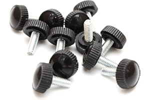 Smartsails 12 Piece Round M4x10mm Thread Knurling Handle Screw Knob Black