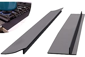 S&T INC. Stove Gap Covers, Silicone Stove or Oven Gap Filler, Heat Resistant Crumb Guards, 20.5 Inches x 2.3 Inches, Matte Black, 2 Pack
