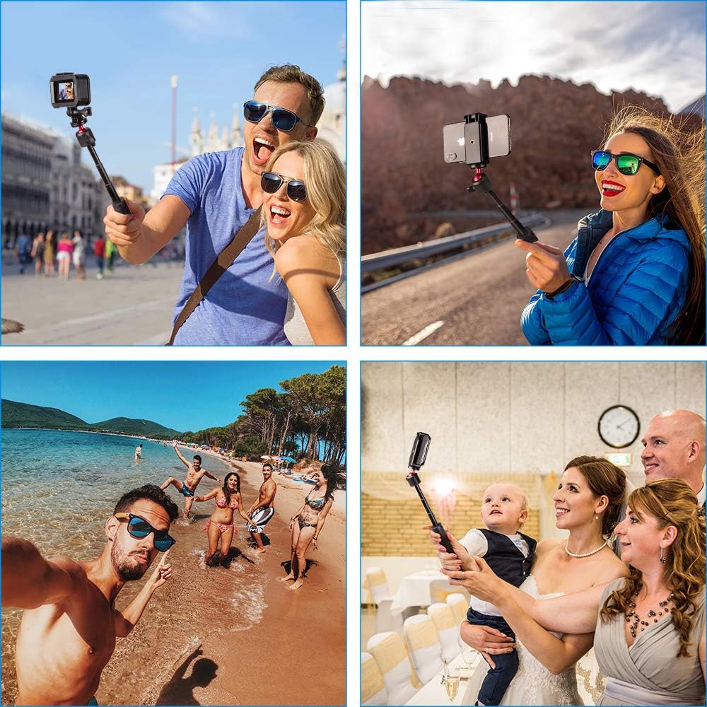 Taisioner Mini Selfie Stick Tripod Handle Grip Three in One for GoPro AKASO OSMO Action Camera Cell Phone and Interchangeable Lens Digital Camera for Vlog : Camera & Photo