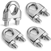 Jamiikury 4pcs M10 Wire Rope Clamp, 3/8 inch Cable Clamps Stainless Steel Wire Rope Clips