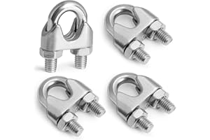 Jamiikury 4pcs M10 Wire Rope Clamp, 3/8 inch Cable Clamps Stainless Steel Wire Rope Clips