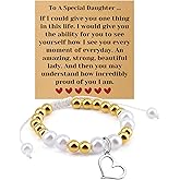 Mwphuy Daughter Gift from Mom to My Daughter Bracelet Birthday Graduation Christmas Jewelry Gifts for Daughters Stepdaughter Granddaughter Bridal Shower Gifts Wedding Gift Beaded Bracelet with Card