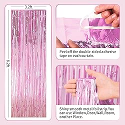 Pink Party Decorations, 3 Pack 3.2ft x 8.2ft Pink
