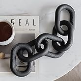 PEAKOLY Wood Chain Link Decor - Modern Coffee Table Decor Items, Black Chain Decor for Coffee Table, Wooden Decorative Chain, Bookshelf Decor, Shelf Decor Accents, Table Decorations for Living Room