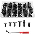 Kewucn 146PCS Car Retainer Clips, 6 Popular Sizes Nylon Auto Push Pin Rivets Set with Fastener Remover, Trim Panel Fender Bumper Shield Fasteners, Push Retainers Clip Replacement Kit (Clip+1 Tool)