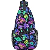 Krirteh Bright Mushrooms Sling Bag For Women Men Mushroom Backpack Crossbody Shoulder Bag Sling Backpack Chest Bag Travel Hiking Casual Sport Daypack