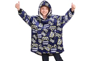 FZOSM Game Controller Wearable Blanket Hoodie for Boys Gamer Oversized Hoodie for Kids