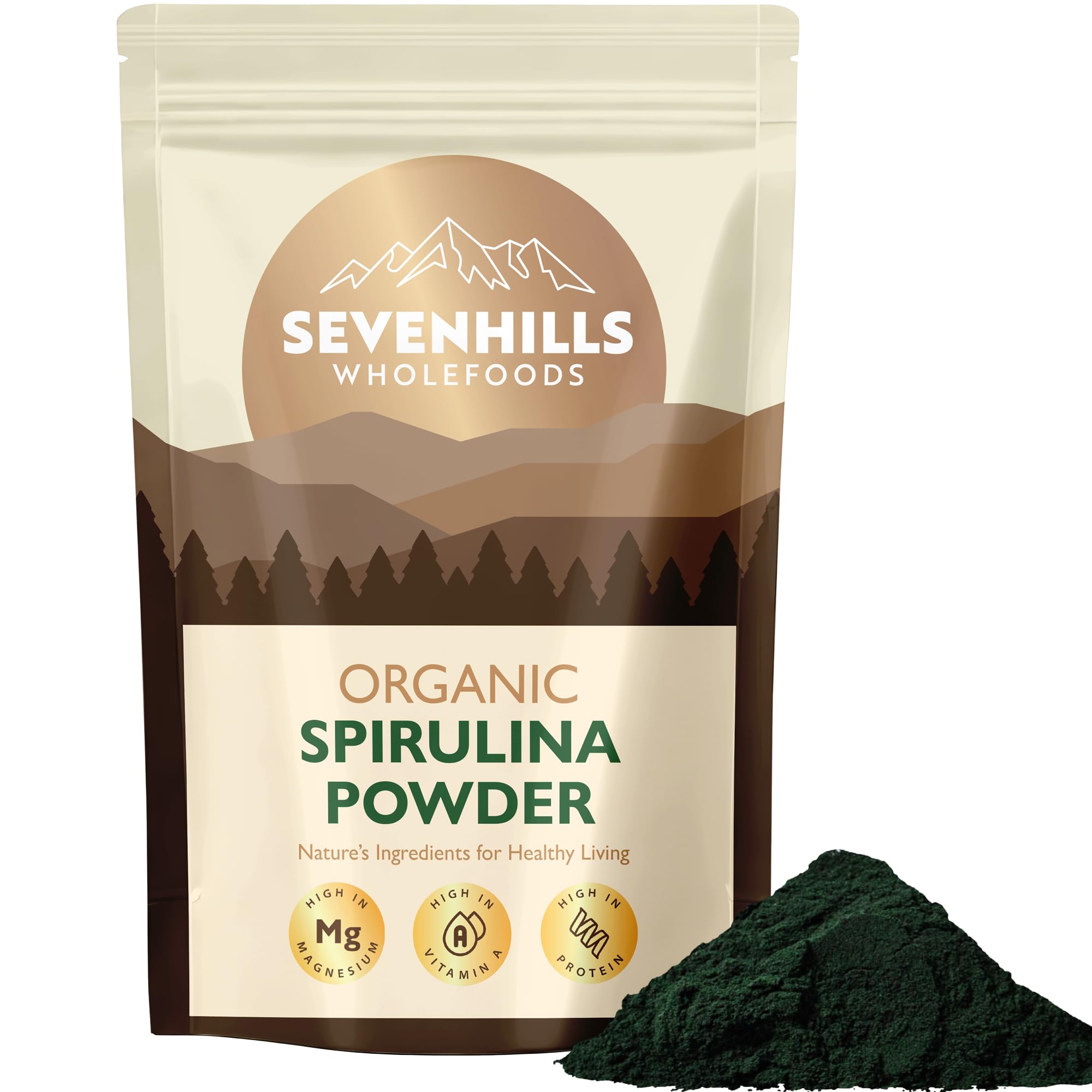 Sevenhills Wholefoods Organic Spirulina Powder 500g | Certified Organic | Nutrient-Dense | 100% Pure & Natural