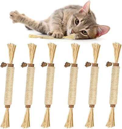 Nepfaivy Silvervine Cat Toys Sticks 6 Pack Natural Chew Interactive Dental