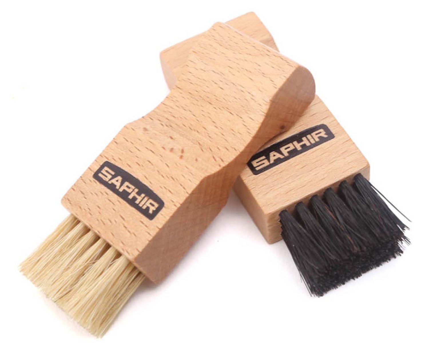 SAPHIR Pommadier Polish Applicator Brush (Black & Natural Set)
