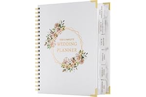 growell Wedding Planner Book Organizer - 192 Pages Large 11.5x10 Bridal Wedding Planning Book and Organizer for Bride, Couple Engagement Gift, 7 Sections Checklist Calendar, with Gift Box (Floral)