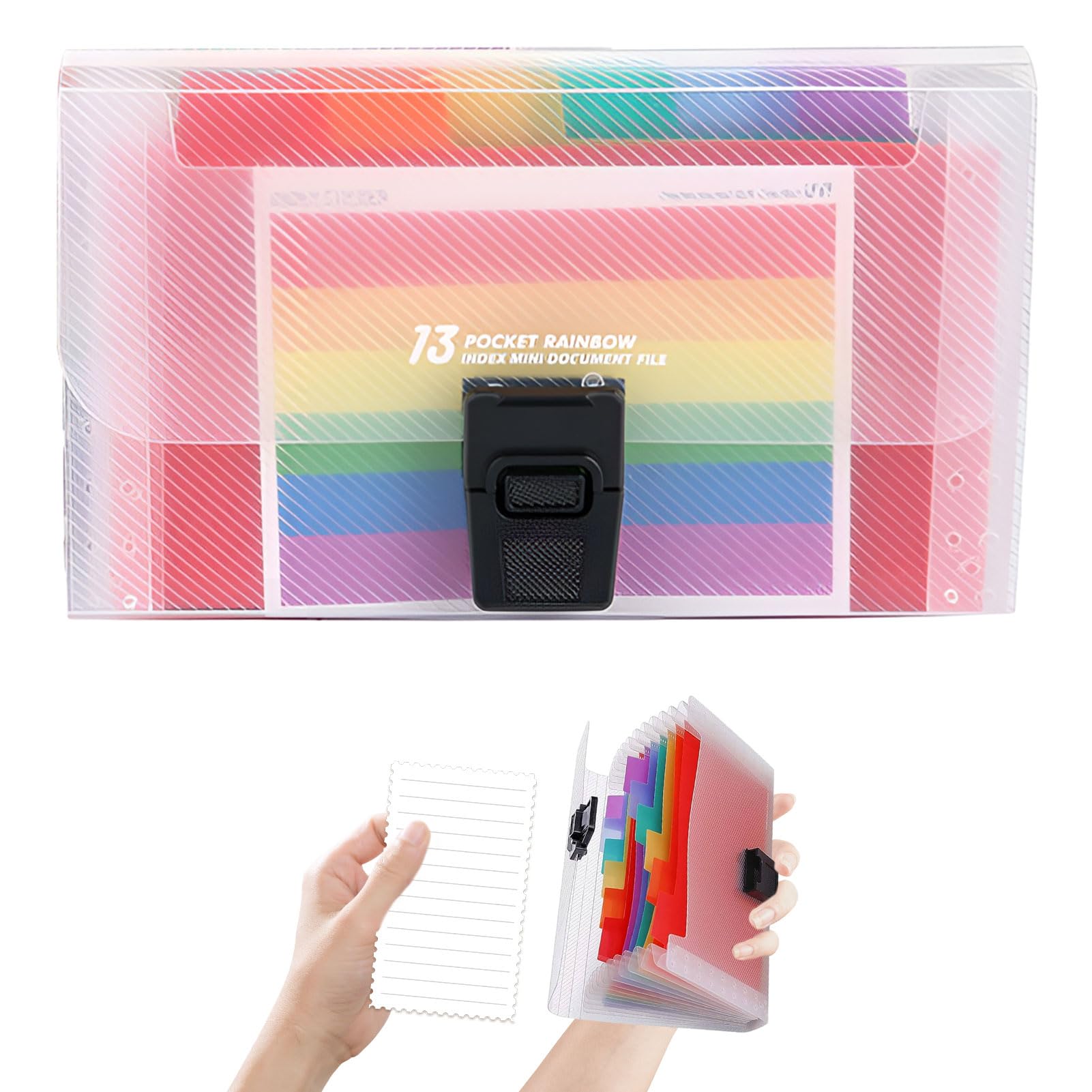 Eophmi Flashcard Organiser - A6 Flash Card Holder with 13 Pockets for Receipts, Cards, Coupons & Mini Tickets