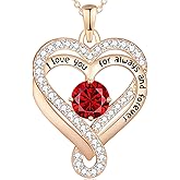 Birthstone Heart Necklaces for Women, Infinity Pendent S925 Sterling Silver Jewelry for Women, Wedding Anniversary, Birthday Mother’s Day Gifts for Mom, Mother, Wife, Girlfriend