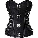 Charmian Women's Spiral Steel Boned Steampunk Gothic Bustier Corset with Chains
