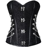 Charmian Women's Spiral Steel Boned Steampunk Gothic Bustier Corset with Chains