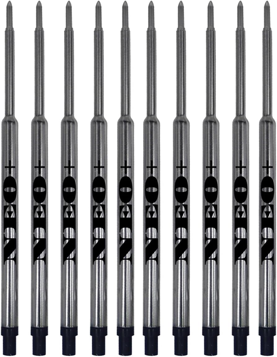UK Seller! Sets of Pen Refills Compatible with Waterman Ballpoint Pens. Medium Point Ballpoint Soft Roll Refill for (Set of 10 Black Ink)