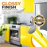 vgoltd Lemon Yellow Gloss Vinyl Wrap 90x500 cm Self-Adhesive Furniture Sticker view 6